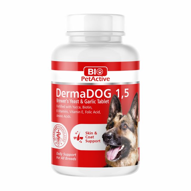 BioPetActive Dermadog - Brewer’s Yeast & Garlic Tablets for Dogs. Suplemente per lekuren
