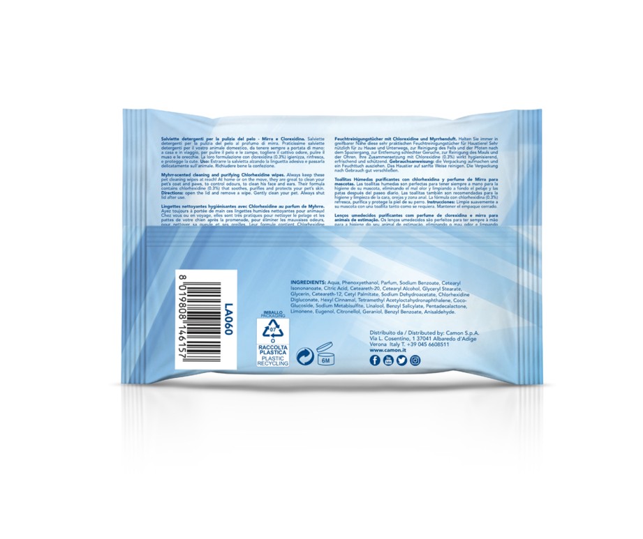 Myrrh and chlorhexidine wipes. Palloma te lagura - Figura 3