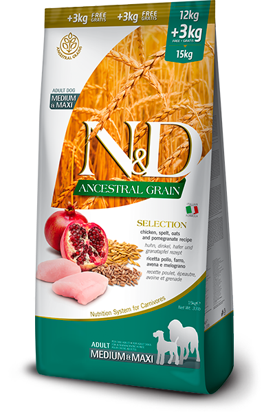 ND Ancestral Grain chicken 12kg + 3kg free